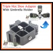 Camzilla Triple 3 Head Hot Shoe Mount 3-in-1 Adapter Speedlite Flash Light Holder Bracket
